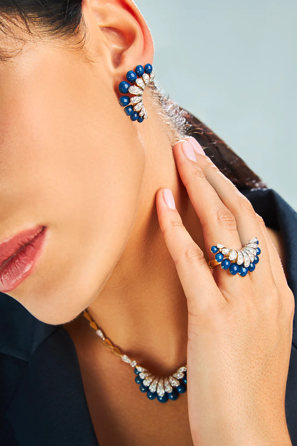 ALLEGRA BLUE ENAMEL EARRINGS - Image 4