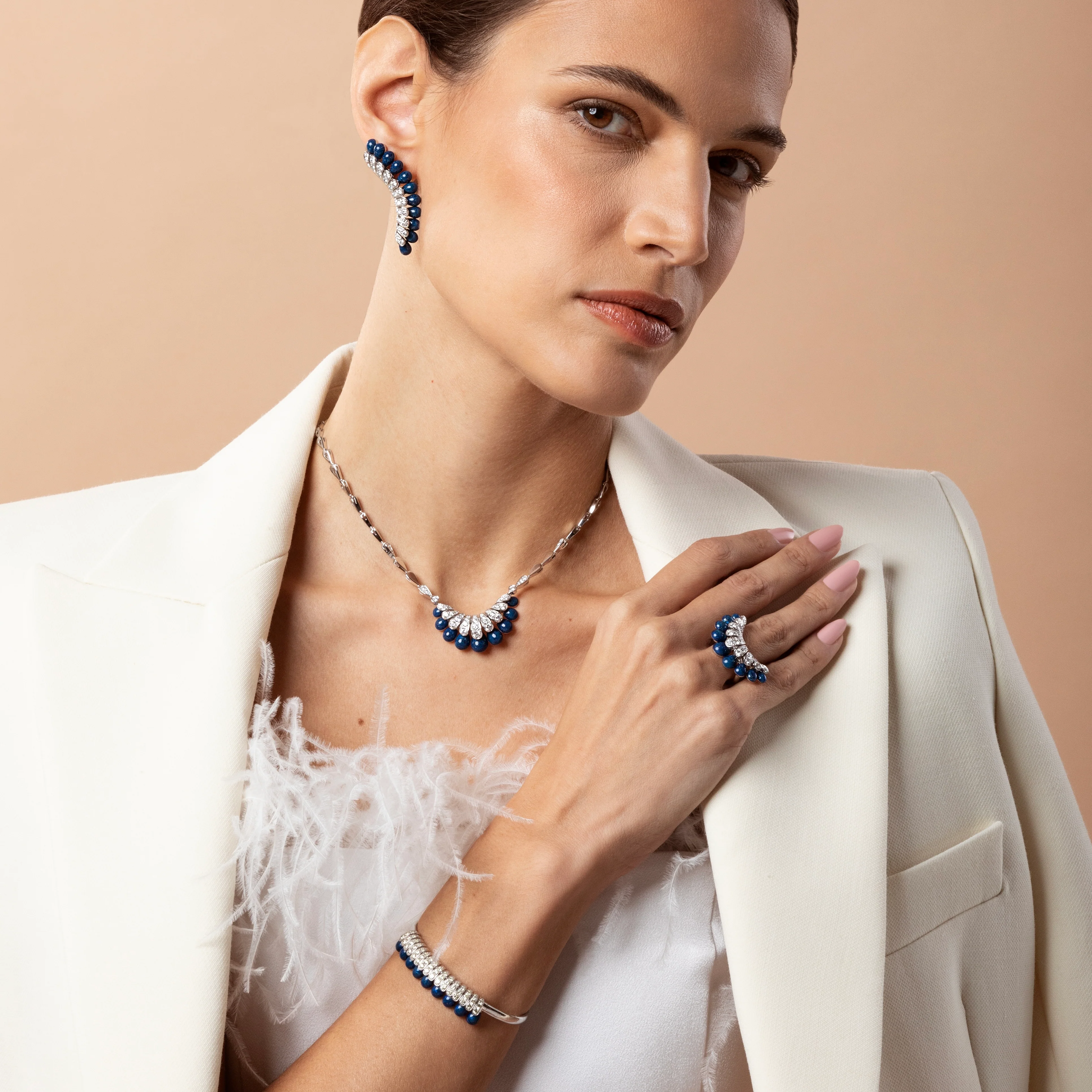 ALLEGRA LONG BLUE ENAMEL EARRINGS - Image 3