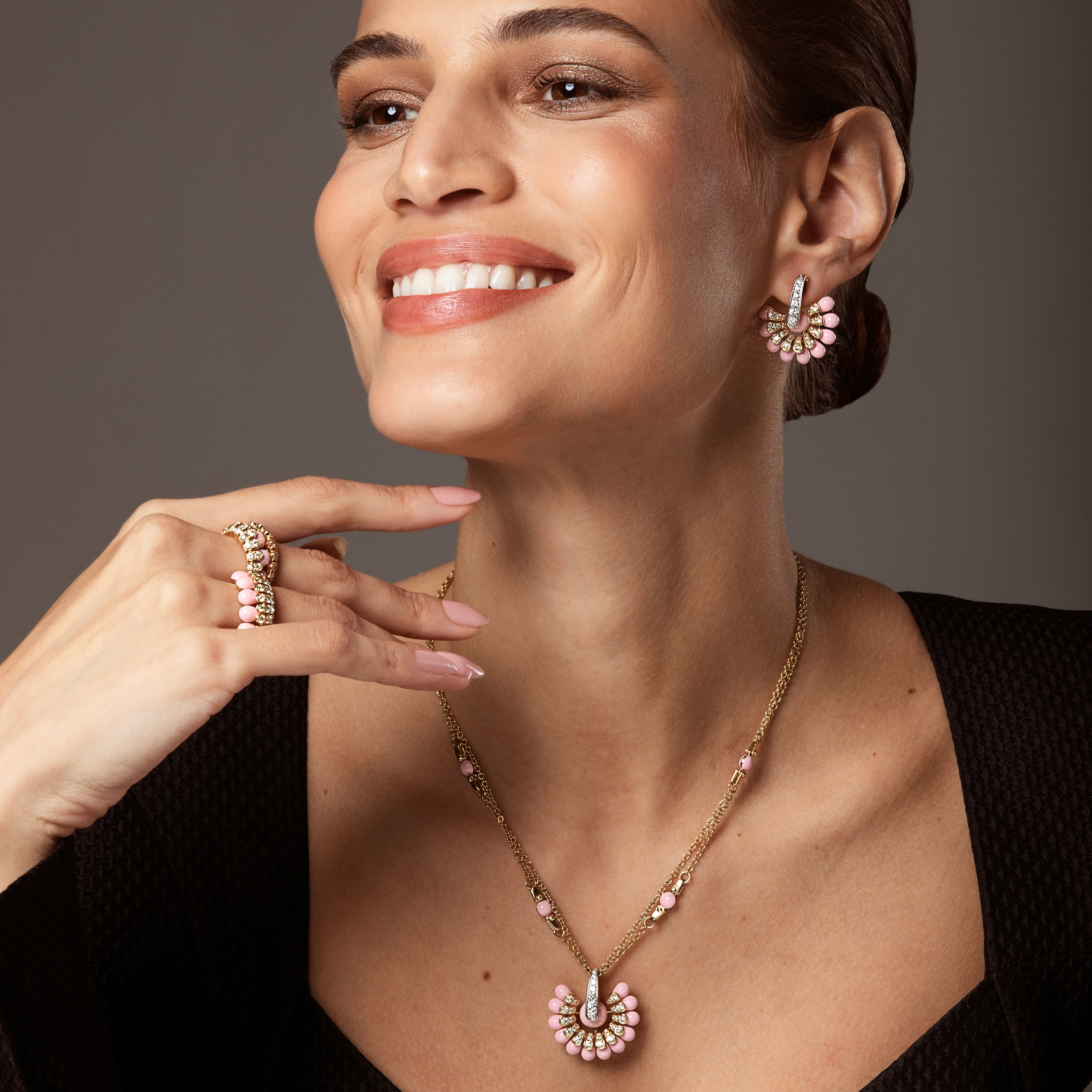 ALLEGRA PINK ENAMEL FLOWER PENDANT - Image 3