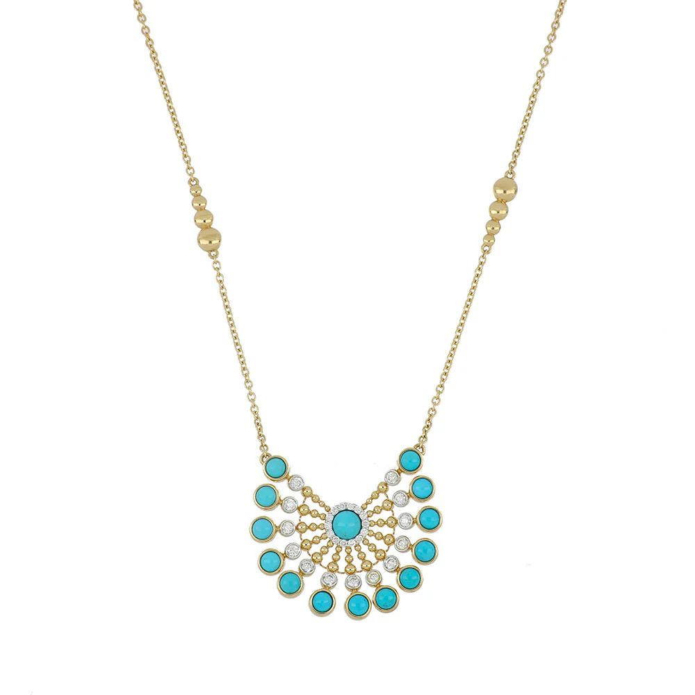 BUBBLES RAGGI YELLOW GOLD AND TURQUOISE PENDANT - Image 3