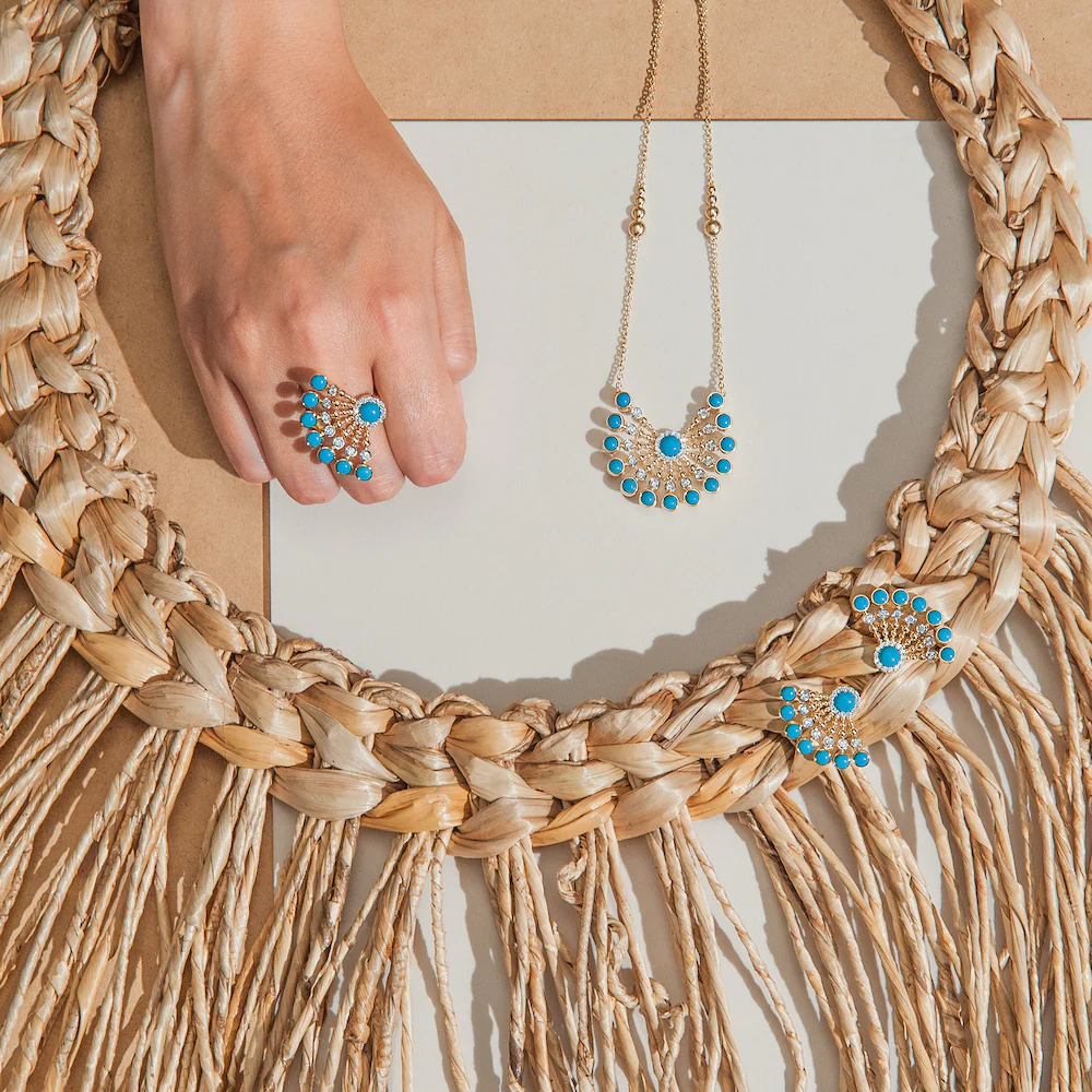 BUBBLES RAGGI YELLOW GOLD AND TURQUOISE PENDANT - Image 5