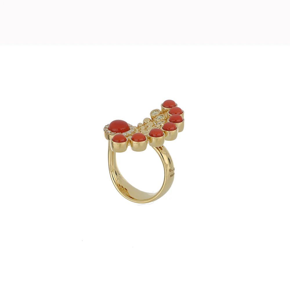 BUBBLES RAGGI YELLOW GOLD AND CORAL RING - Image 3