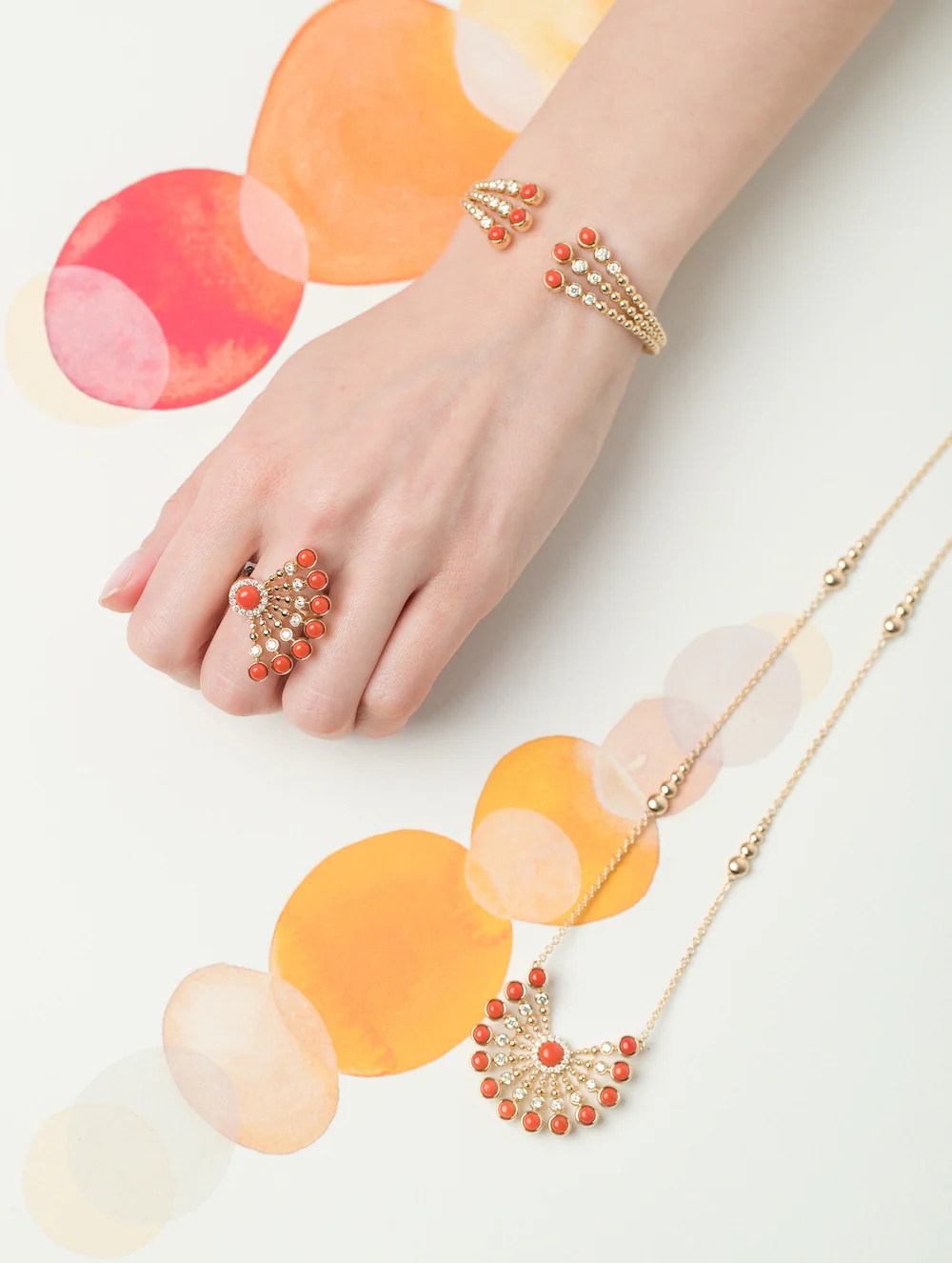 BUBBLES RAGGI YELLOW GOLD AND CORAL RING - Image 5